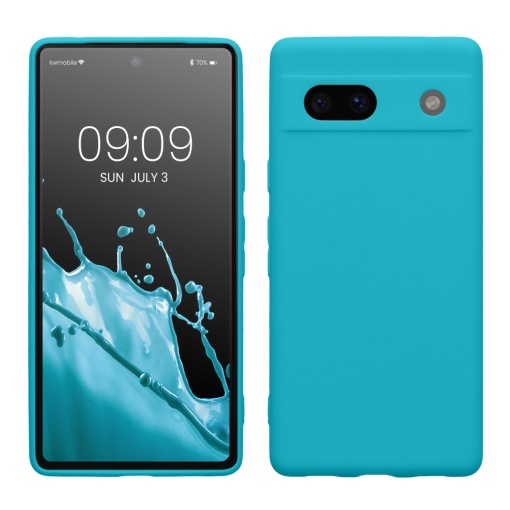 Husa Kwmobile pentru Google Pixel 7a, Albastru deschis, Silicon, KWM000019YF023C