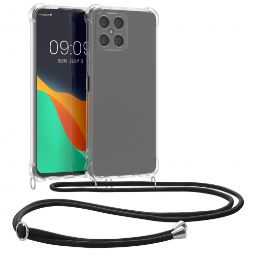 Husa Kwmobile pentru Honor X8, Silicon, Transparent/Negru, 58422.01