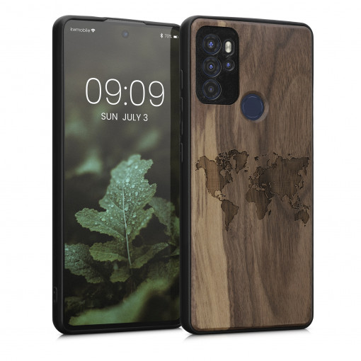 Husa Kwmobile pentru Motorola Moto G60s, Lemn, Maro, 57067.02