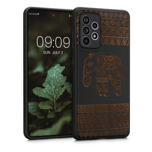 Husa Kwmobile pentru Samsung Galaxy A52/Galaxy A52 5G/Galaxy A52s 5G, Lemn, Maro/Negru, 54354.10