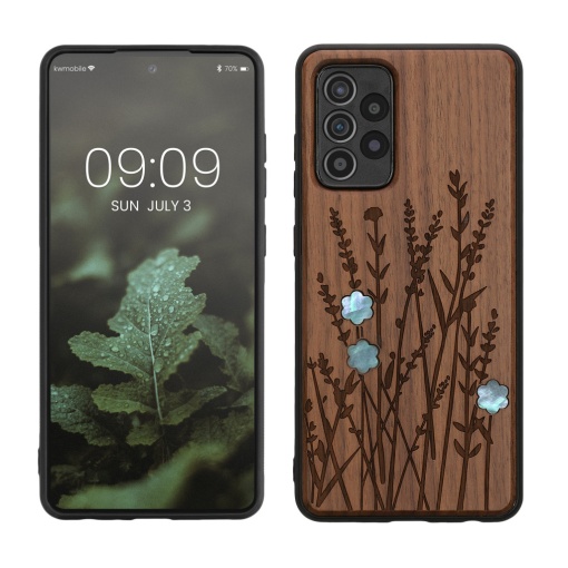 Husa Kwmobile pentru Samsung Galaxy A52/Galaxy A52 5G/Galaxy A52s 5G, Maro, Lemn/Silicon, 54354.16