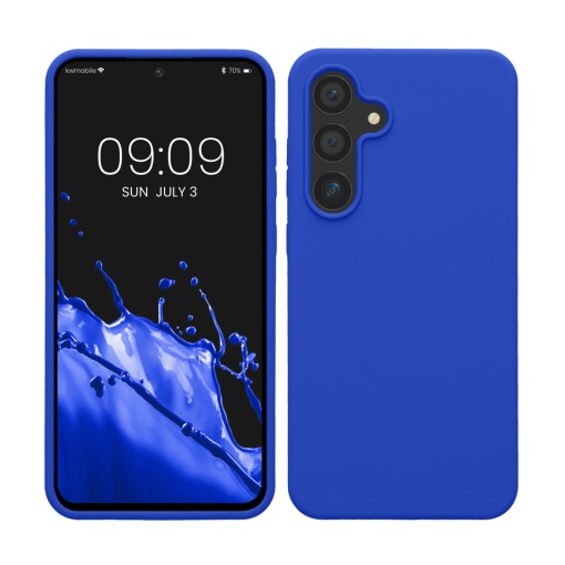 Husa Kwmobile pentru Samsung Galaxy S24 FE, Albastru, Silicon, KWM000021WA006C