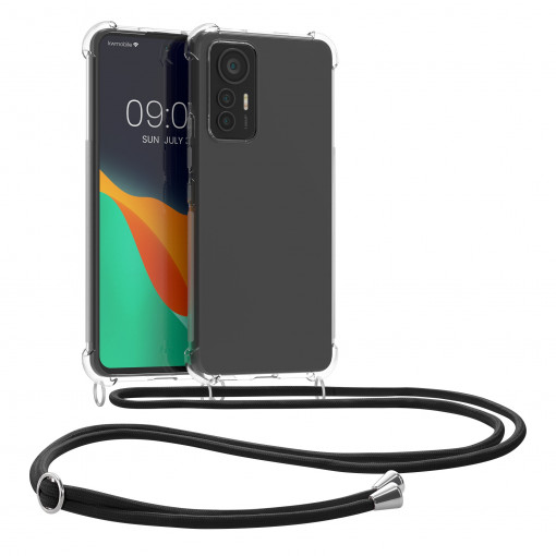 Husa Kwmobile pentru Xiaomi 12 Lite, Silicon, Transparent/Negru, 59406.01