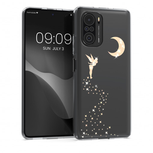 Husa Kwmobile pentru Xiaomi Mi 11i/Poco F3, Silicon, Transparent/Auriu, 57093.01