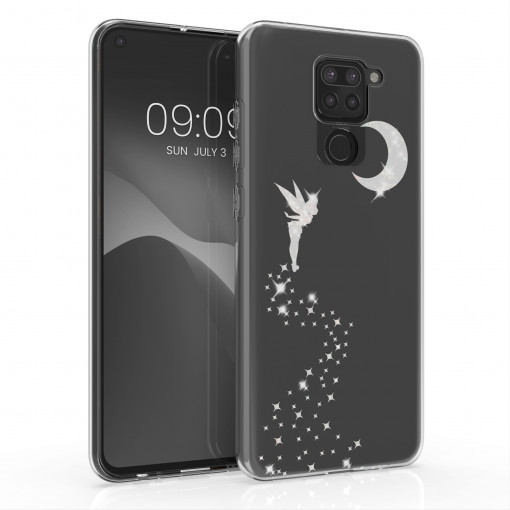 Husa Kwmobile pentru Xiaomi Redmi Note 9, Silicon, Transparent/Argintiu, 57084.04