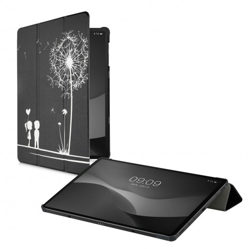 Husa pentru tableta Samsung Galaxy Tab S7 Plus/Galaxy Tab S7 FE, Kwmobile, Negru/Alb, Piele ecologica, 55440.04