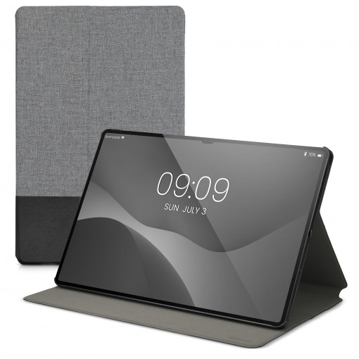 Husa pentru tableta Samsung Galaxy Tab S8 Plus/Galaxy Tab S7 Plus/Galaxy Tab S7 FE, Kwmobile, Gri/Negru, Textil, 57134.22