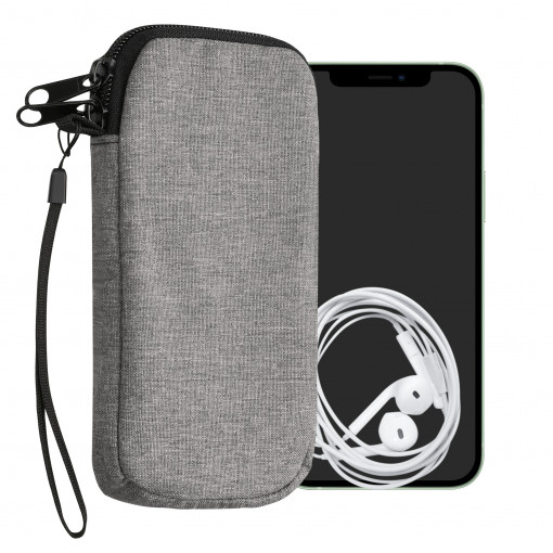 Husa Universala Kwmobile marime M - 5,5 inch, Textil, Gri, 58228.2.22