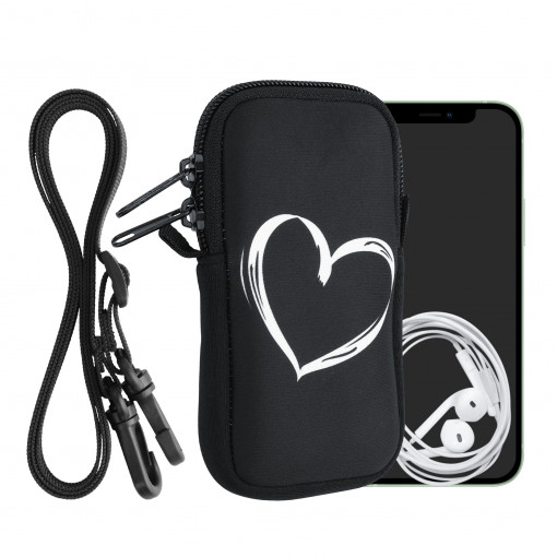 Husa Universala Kwmobile marime XS - 4 inch, Neopren, Negru/Alb, 58701.32.02