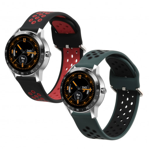 Set 2 curele kwmobile pentru Blackview X1 Smartwatch, Silicon, Verde/Rosu, 58880.03