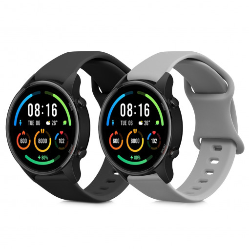 Set 2 curele pentru Xiaomi Mi Watch/Mi Watch Color Sport, Kwmobile, Negru/Gri, Silicon, 59164.02