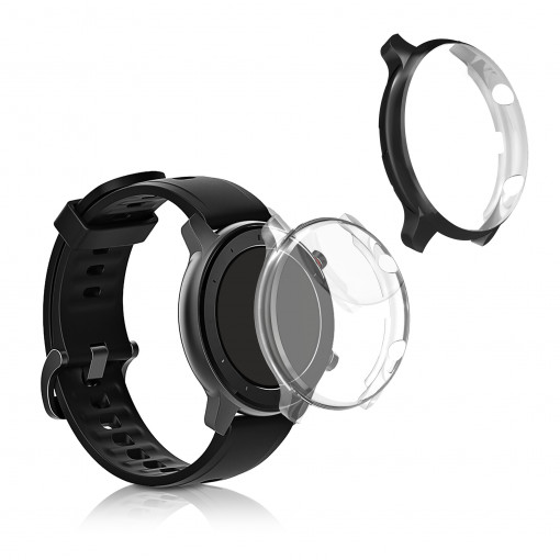 Set 2 huse pentru Xiaomi Amazfit GTR 2 / Amazfit GTR 2e, Silicon, Transparent / Negru, 53907.02