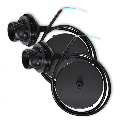 Set 2 Pendule de interior 80 cm cu dulie pentru becuri E27, Kwmobile, Negru, 52391.01.02