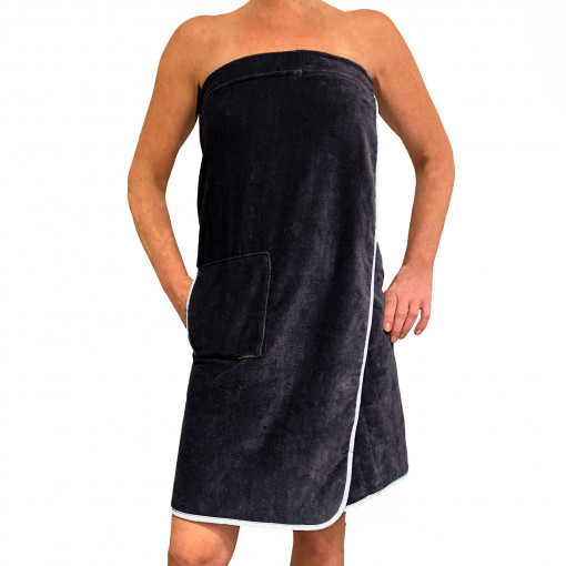 Halat de sauna pentru femei Homelevel, S-XXL, Albastru, Bumbac organic, 54987.17