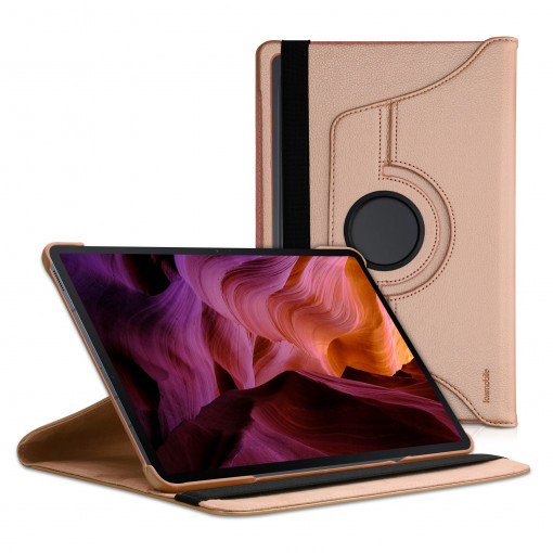 Husa 360° pentru tableta Samsung Galaxy Tab S7 FE, Kwmobile, Rose Gold, Piele ecologica, 55441.81