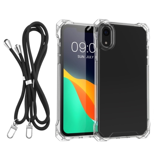 Husa Kwmobile cu jnur detasabil pentru Apple iPhone XR, Transparent/Negru, Policarbonat, 61618.01