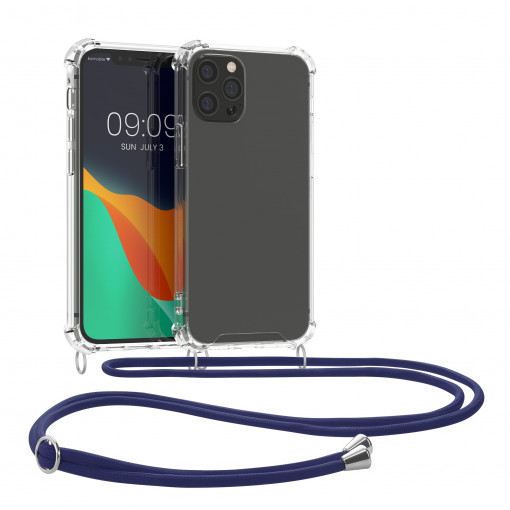 Husa Kwmobile pentru Apple iPhone 12 Pro Max, Silicon, Transparent/Albastru, 52732.04