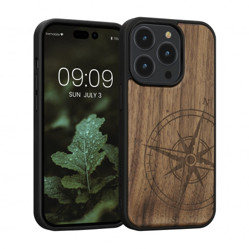 Husa Kwmobile pentru Apple iPhone 14 Pro, Lemn, Maro, 59126.01
