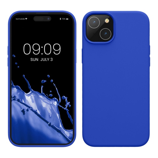 Husa Kwmobile pentru Apple iPhone 15 Plus, Albastru, Silicon, KWM000020CB009C