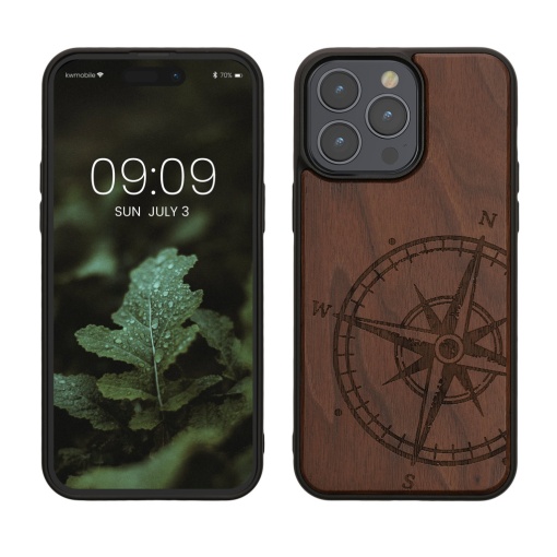 Husa Kwmobile pentru Apple iPhone 15 Pro Max, Maro, Lemn/Silicon, 62014.01