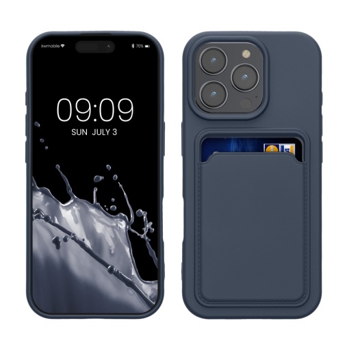 Husa Kwmobile pentru Apple iPhone 16 Pro, Albastru inchis, Silicon, KWM000022UH004C
