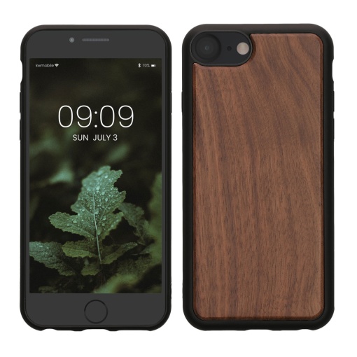 Husa Kwmobile pentru Apple iPhone SE (2022)/iPhone SE (2020)/iPhone 8, Maro, Lemn/Silicon, KWM000022RU001C