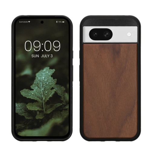 Husa Kwmobile pentru Google Pixel 8a, Maro, Lemn/Silicon, KWM000020KR001C
