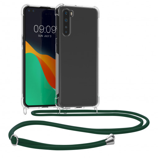 Husa Kwmobile pentru OnePlus Nord, Silicon, Transparent/Verde, 51875.80