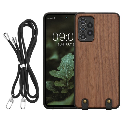 Husa Kwmobile pentru Samsung Galaxy A52/Galaxy A52 5G/Galaxy A52s 5G, Maro, Lemn/Silicon, KWM000021NY001C