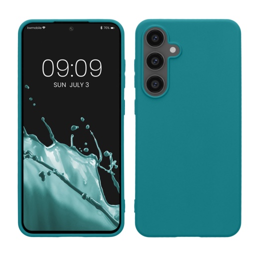 Husa Kwmobile pentru Samsung Galaxy S24 FE, Albastru, Silicon, KWM000021WC002C