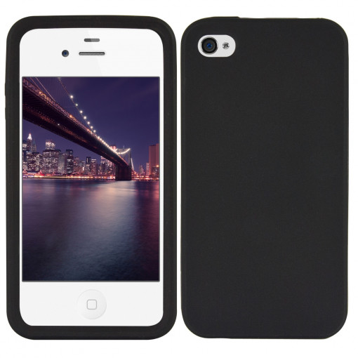 Husa pentru Apple iPhone 4 / iPhone 4s, Silicon, Negru, 10719