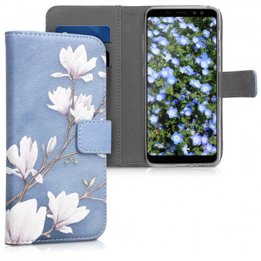 Husa pentru Samsung Galaxy A8 (2018), Piele ecologica, Albastru, 45633.01