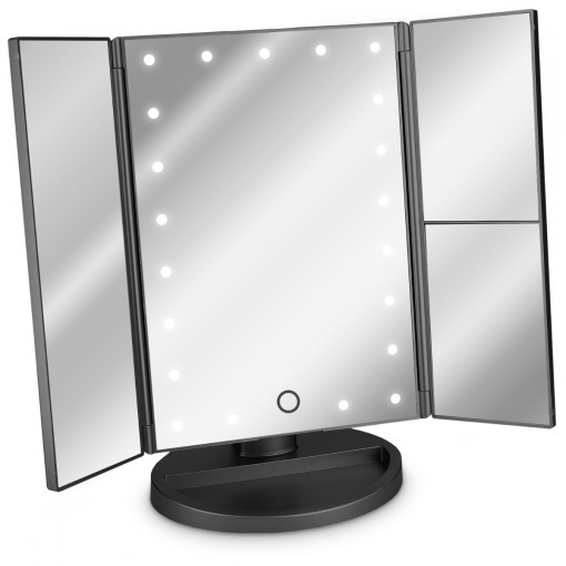 Oglinda Cosmetica cu 3 fete, Iluminare LED, marire 3x, pliabila, 43457.47
