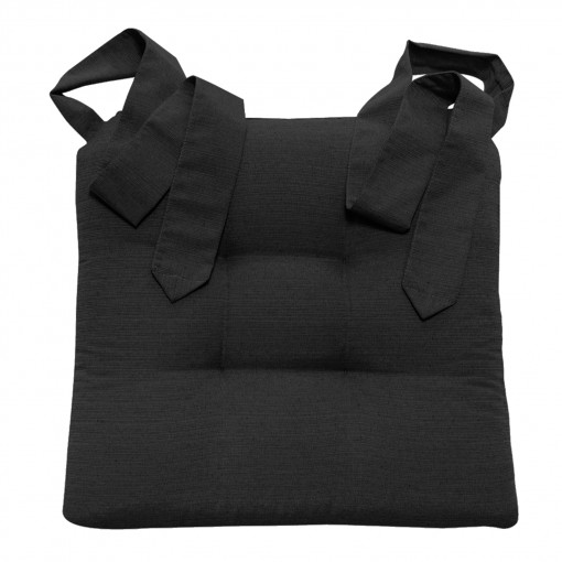 Perna Home pentru scaun cu panglica Homelevel, 42 x 46 cm, Negru, Poliester / Bumbac, 55197.01