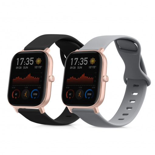 Set 2 curele pentru Huami Amazfit GTS 3/Amazfit GTS 2/Amazfit GTS, Kwmobile, Negru/Gri, Silicon, 58735.02