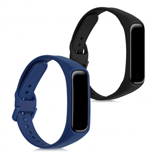 Set 2 Curele pentru Samsung Galaxy Fit 2, kwmobile, Silicon, Albastru / Negru, 53962.02