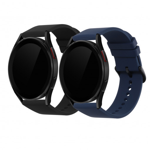 Set 2 curele pentru Samsung Galaxy Watch 4 (40mm), Kwmobile, Negru/Albastru, Silicon, 57420.01