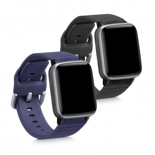 Set 2 curele pentru Willful Smartwatch/Fitnesstracker, Kwmobile, Negru/Albastru, Silicon, 56230.01
