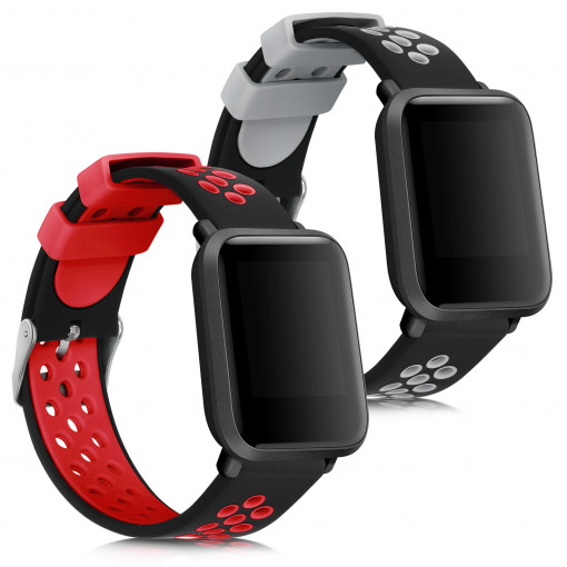 Set 2 curele pentru Xiaomi Amazfit Bip S / Amazfit Bip S Lite, Silicon, Rosu / Gri, 53860.01