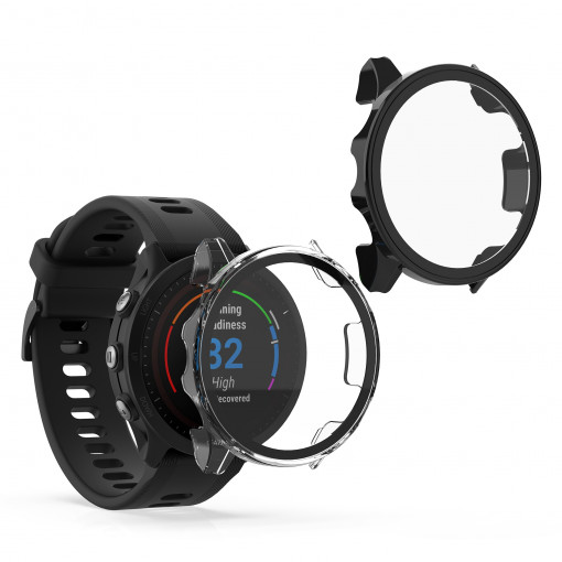 Set 2 huse pentru Garmin Forerunner 955 Solar, Kwmobile, Negru/Transparent, Plastic, 59312.01