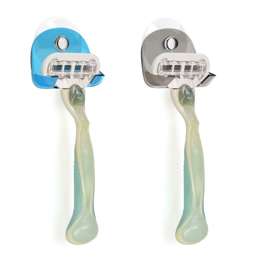 Set 2 Suporti cu ventuza pentru aparat de ras, Kwmobile, Multicolor, Plastic, 48032.06