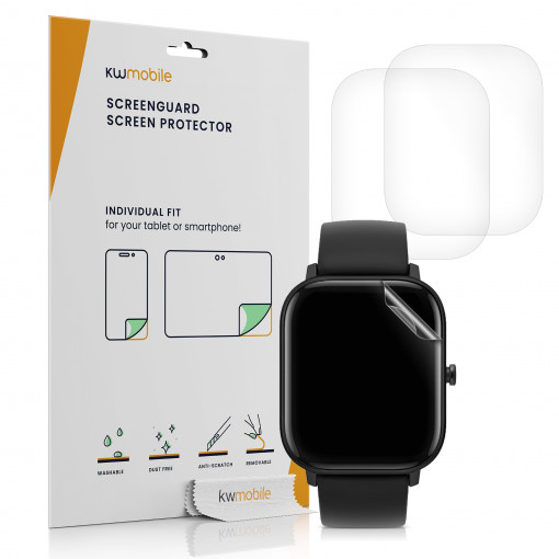 Set 3 Folii protectie pentru Xiaomi Amazfit GTS 3, kwmobile, Polimer, Transparent, 56651.1