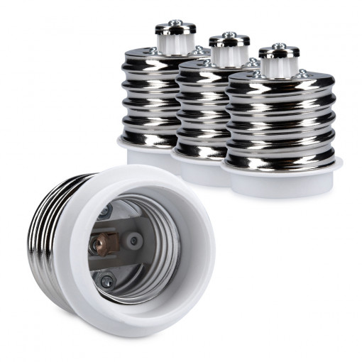 Set 4 Adaptoare dulie de la E40 la E27, Kwmobile, Alb, Plastic, 40403