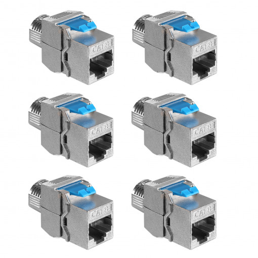 Set 6 Mufe CAT8 de 40 Gbit pentru cabluri Ethernet RJ45, Kwmobile, Argintiu, Metal, 52517.06