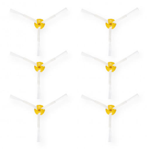 Set 6 Perii laterale pentru aspirator iRobot Roomba 700/Roomba 600/Roomba 500, Kwmobile, Alb/Galben, Plastic, 49136.02