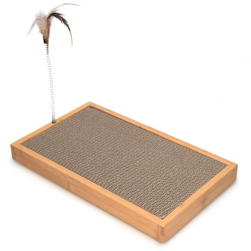 Tabla de zgarieturi cu pene pentru pisici, 44x25 cm, Carton, Maro, 46752.05