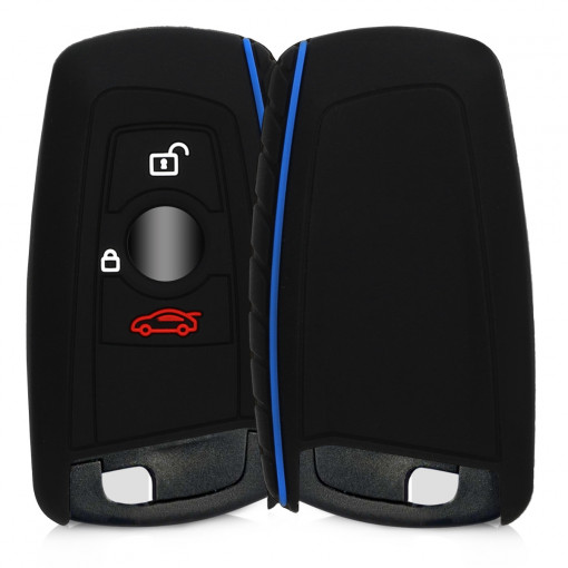 Husa Cheie Auto pentru BMW - 3 Butoane - Keyless Go, Silicon, Negru, 46209.04