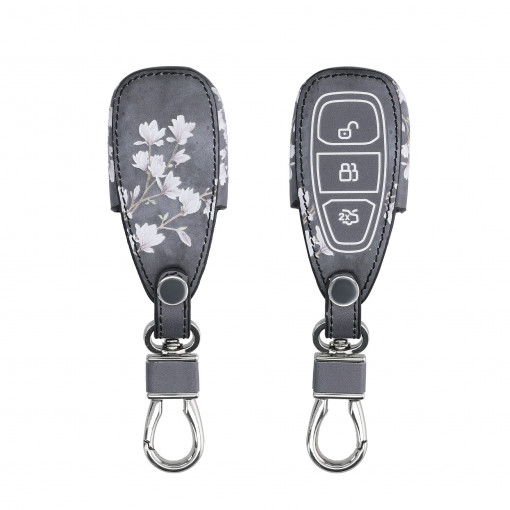 Husa Cheie Auto pentru Ford - 3 Butoane - Keyless Go, kwmobile, Piele ecologica, Multicolor, 43956.14