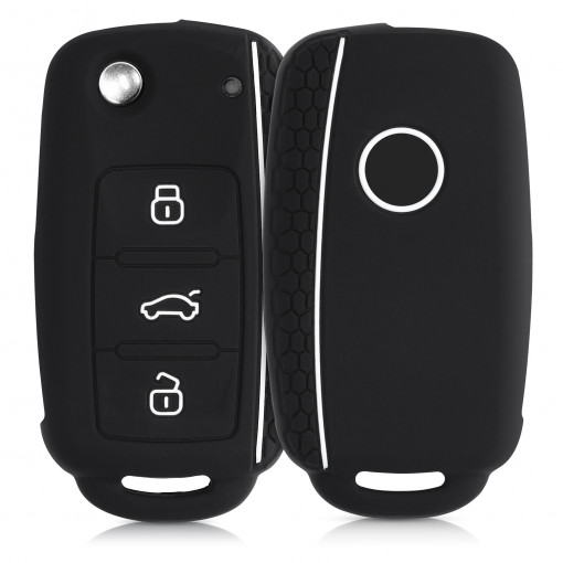 Husa Cheie Auto pentru VW / Skoda / Seat - 3 Butoane, Silicon, Negru, 43879.47