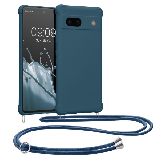 Husa Kwmobile cu jnur pentru Google Pixel 7a, Albastru inchis, Silicon, KWM000019YH010C